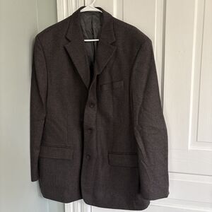 Oscar De La Renta 100% Wool Blazer Jacket Men 46R Brown Notch Lapel Soft